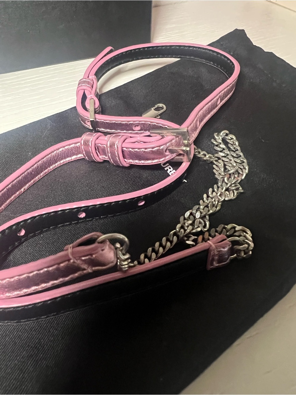 Saint Laurent Metallic Pink Quilted Lou Camera Bag with Tassel - Picture 13 of 16
